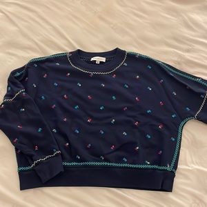 Worn twice something navy embroidered sweatshirt